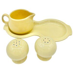 Fiesta Vintage Yellow Salt and Pepper Shakers Creamer with Tray 4pc Set